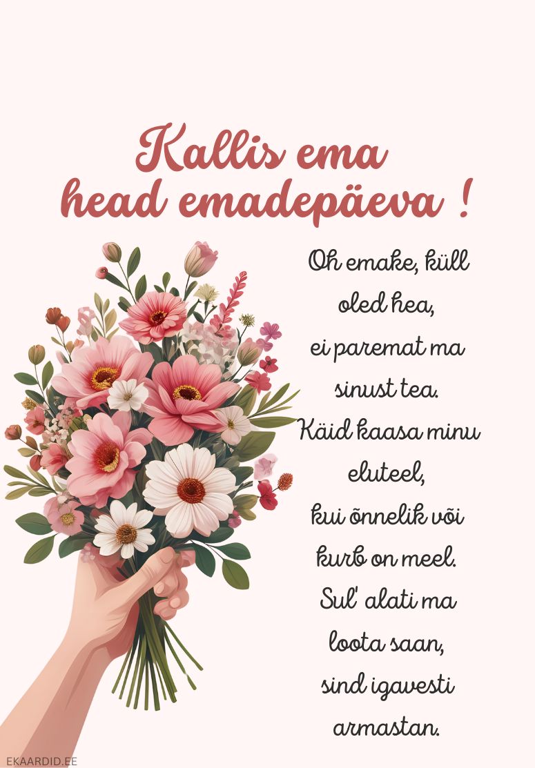 Õrn lillekimp Emadepäeva kaardil