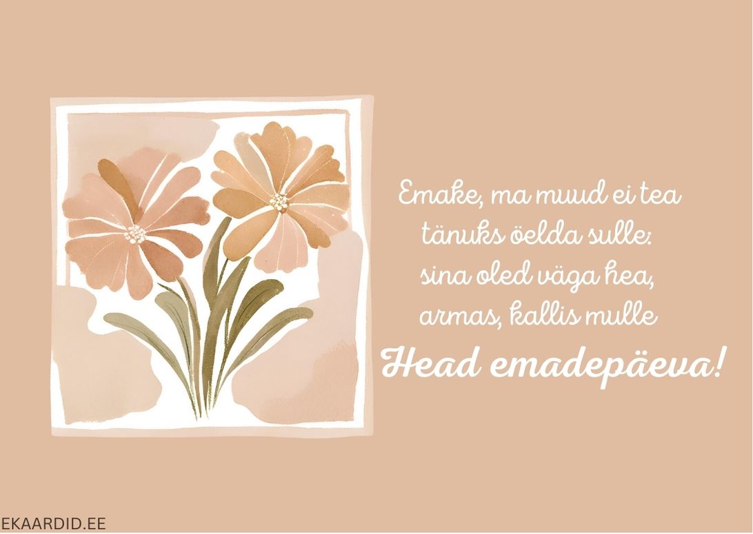 Õrnade toonidega emadepäevakaart