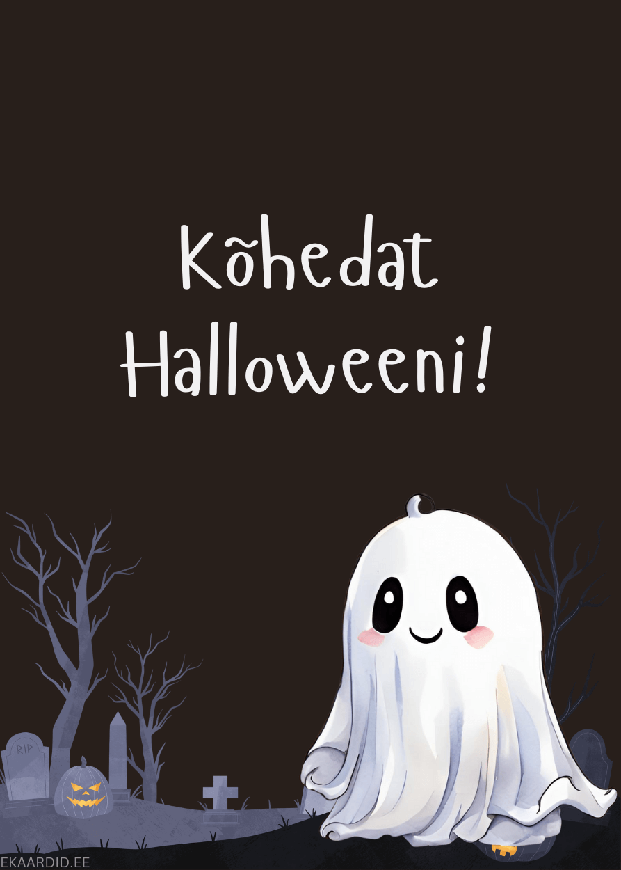 Armas Halloweeni kaart kummitusega