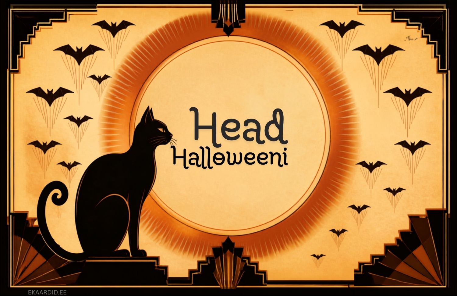 Art déco stiilis Halloweeni tervituskaart