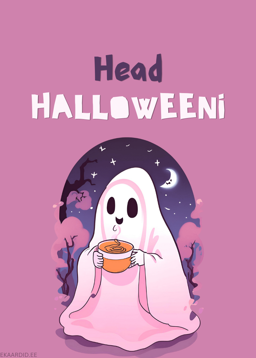 Halloweeni kaart armsa kummitusega
