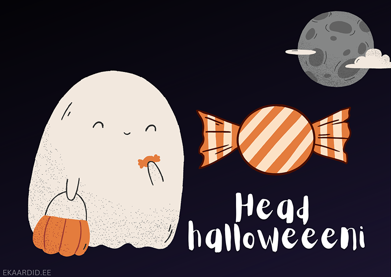 Halloweeni kaart armsa kummitusega