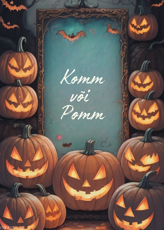 Halloweeni kaart kõrvitsa laternatega