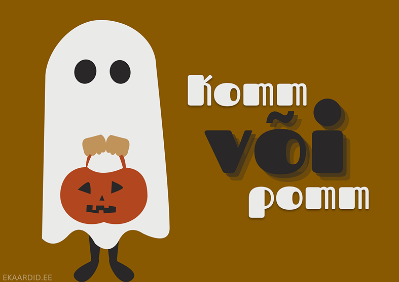 Halloweeni kaart kummitusega