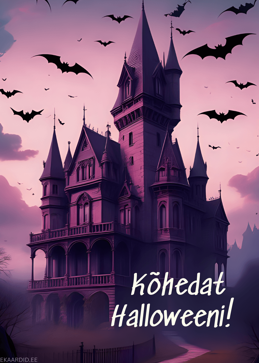 Halloweeni kaart kummituslossiga