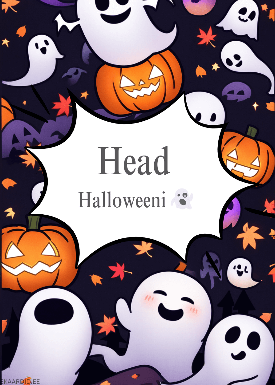 Halloweeni kaart kummituste ja kõrvitsatega
