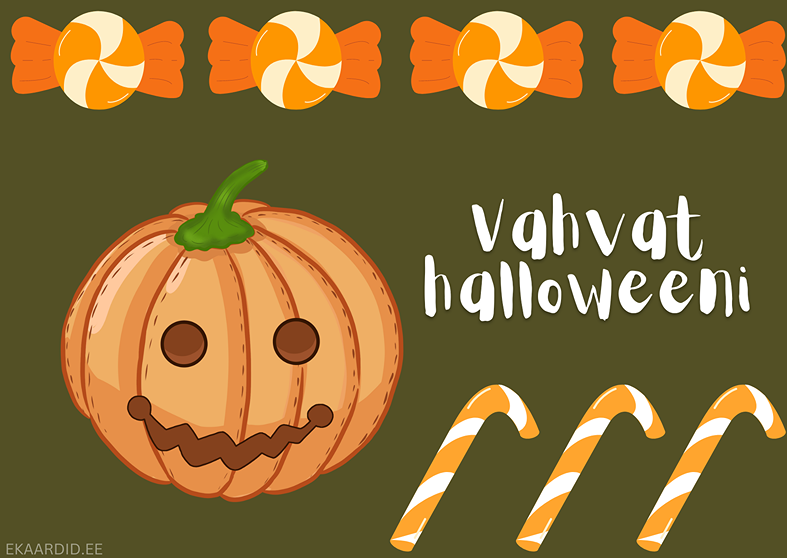 Naljakas Halloweeni kaart kõrvitsaga