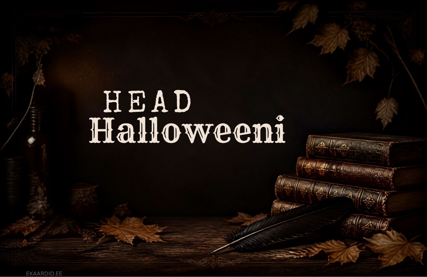 Salapärane Halloweeni tervituskaart vanade raamatutega