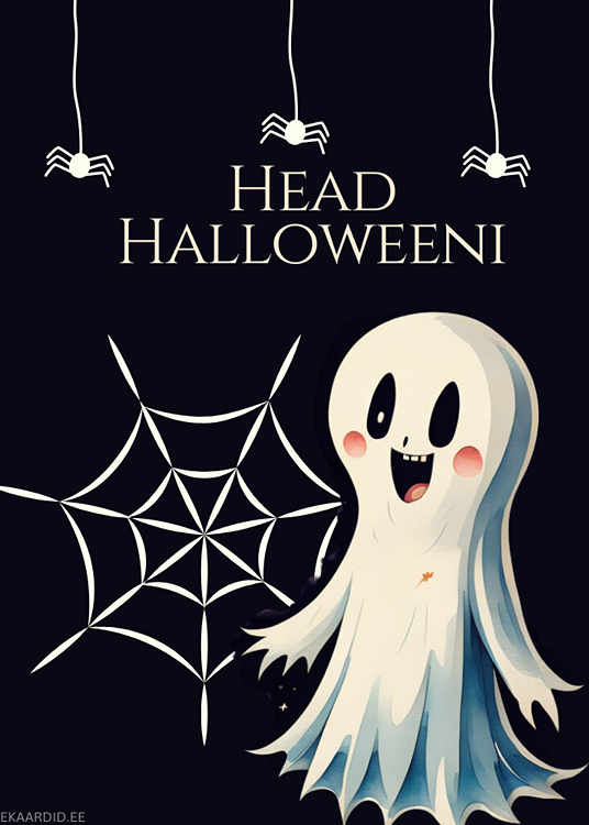 Sõbralik kummitus Halloweeni kaardil