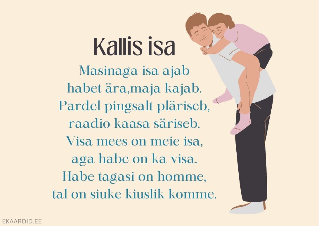 Isadepäeva kaart armsa illustratsiooniga
