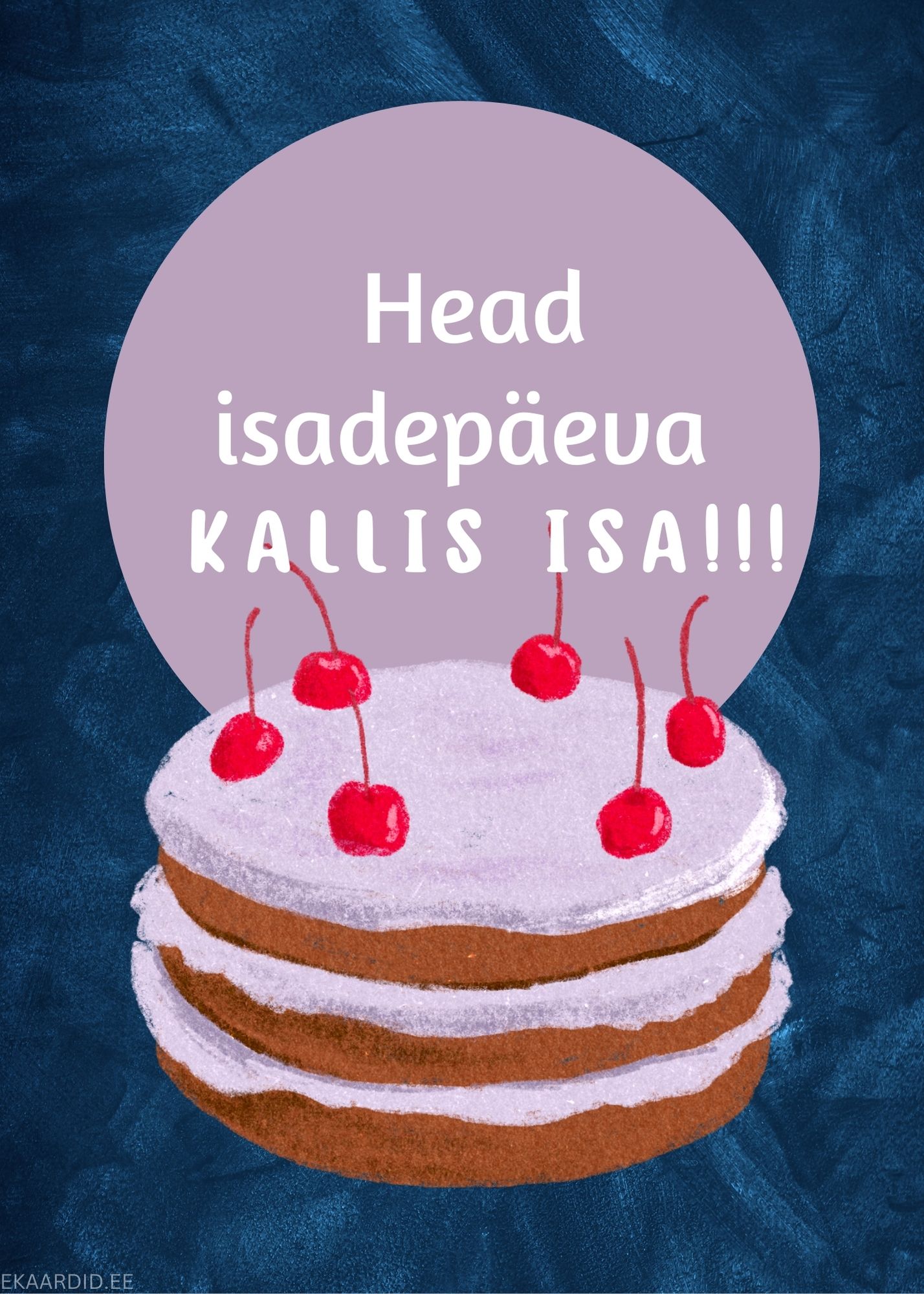 Isadepäeva kaart kirsilise tordiga