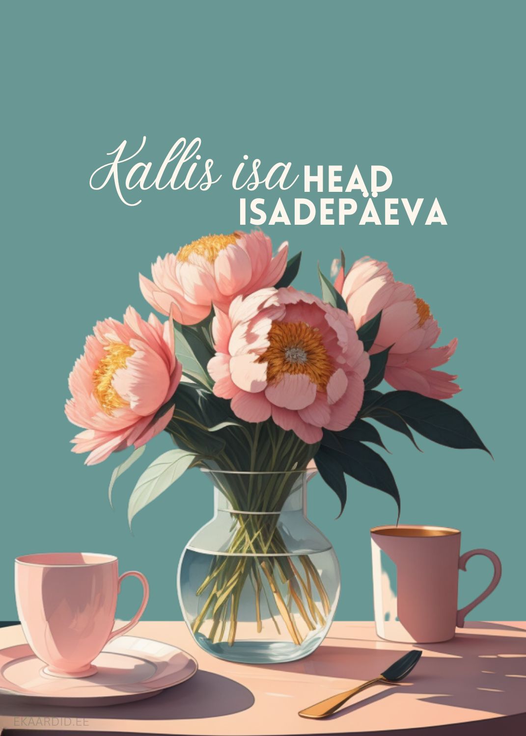 Isadepäeva kaart pojengidega