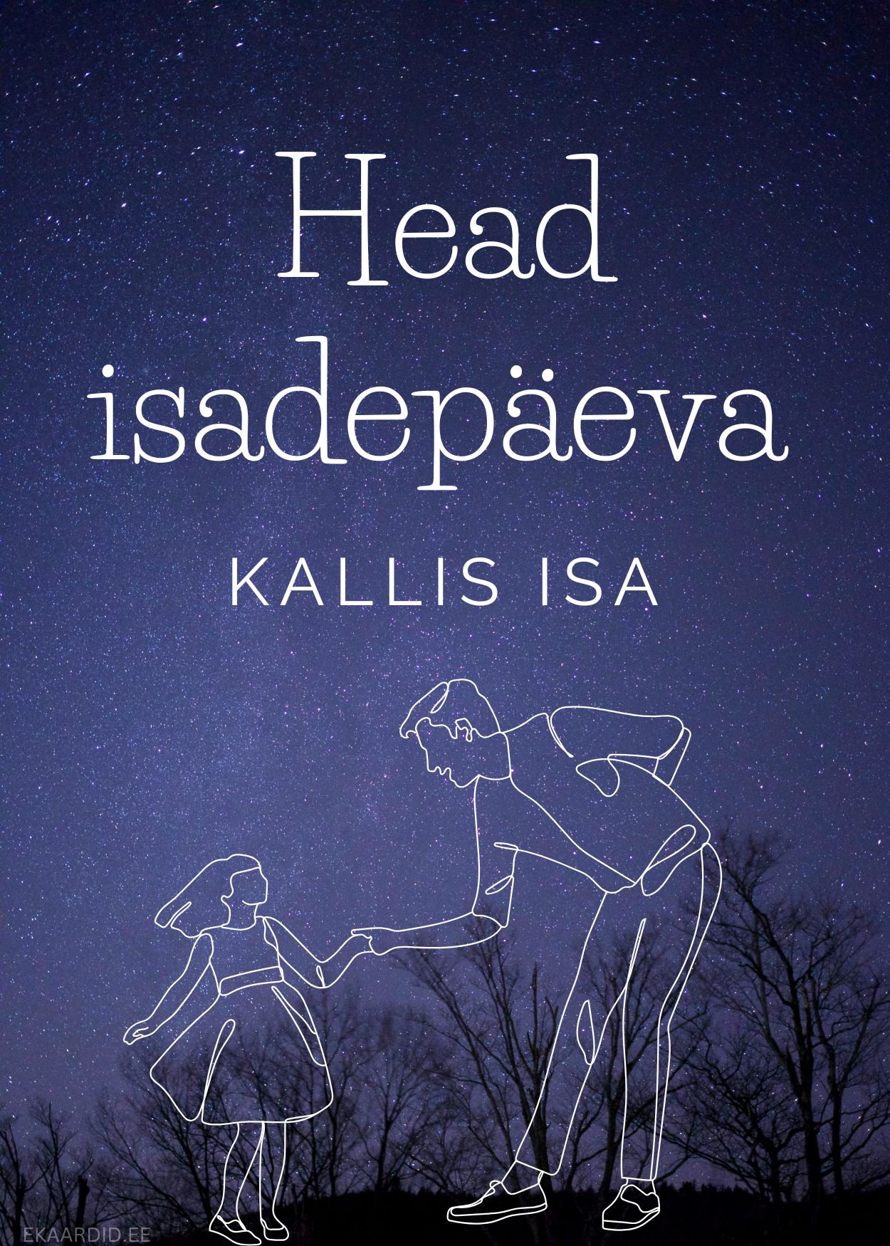 Isadepäeva kaart tähtede taustal