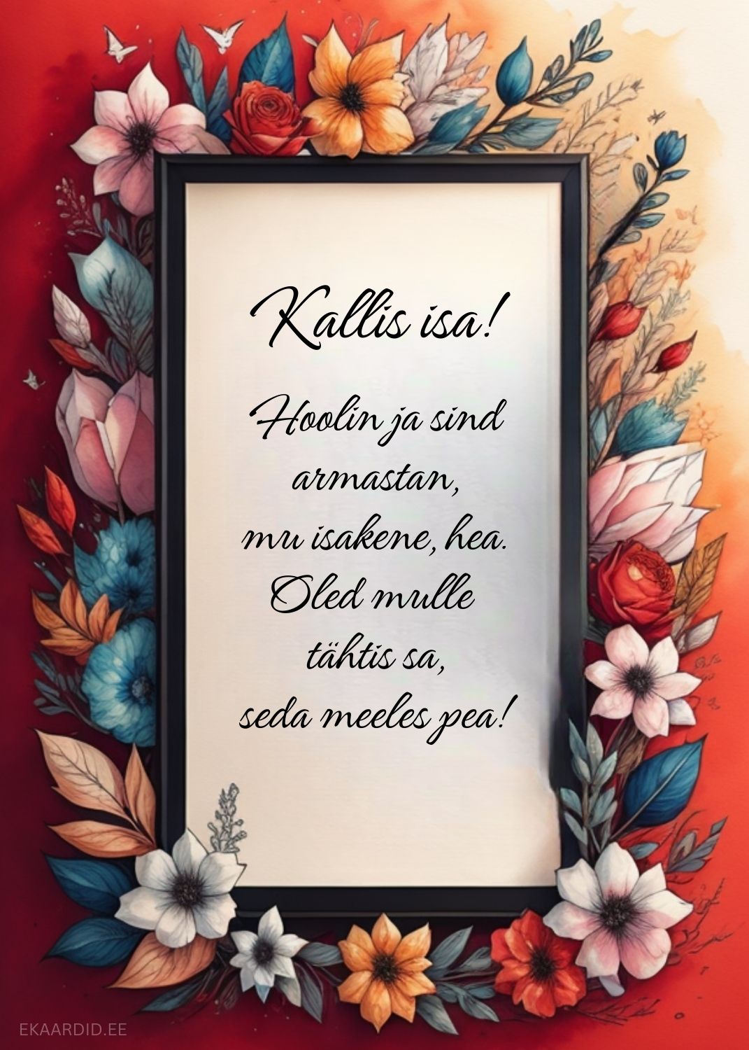 Isadepäevakaart lilledega