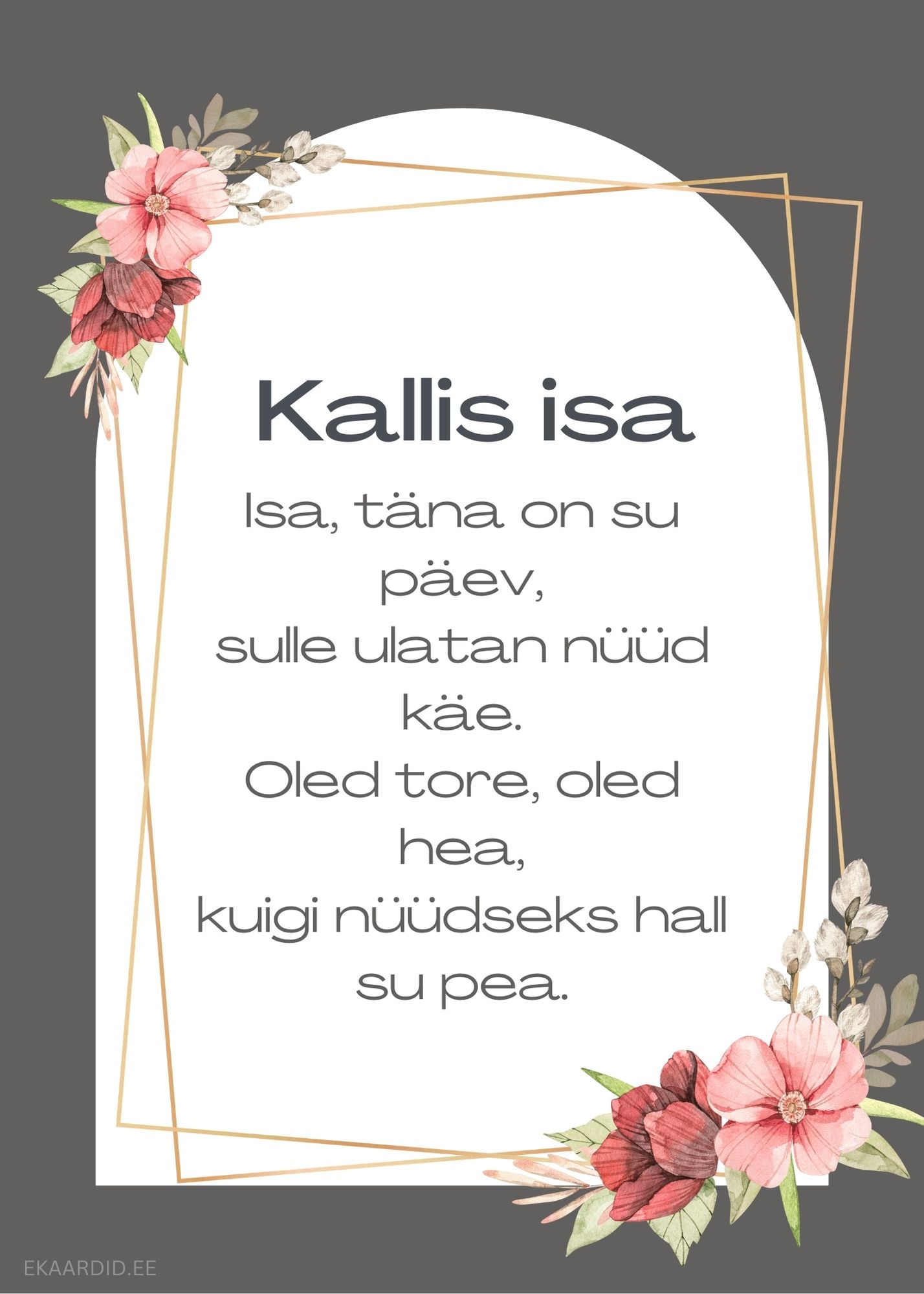 Isadepäevakaart lilledega