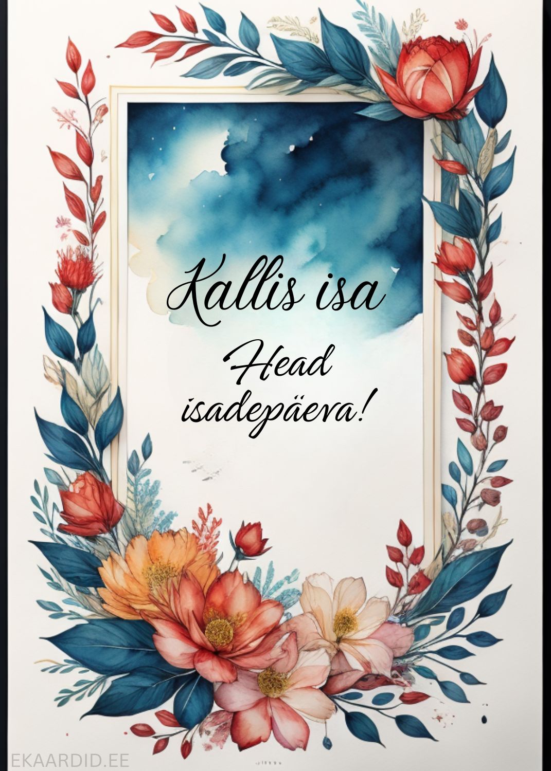 Õrn lilledega Isadepäevakaart
