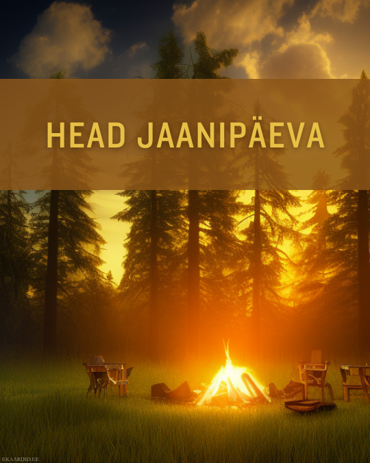 Jaanipäeva õnnitluskaart lõkke äärest