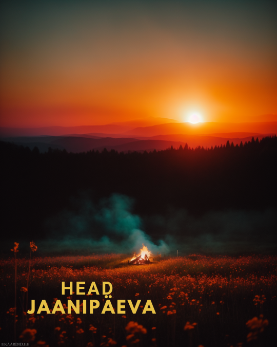 Jaanipäeva õnnitluskaart lõkkega