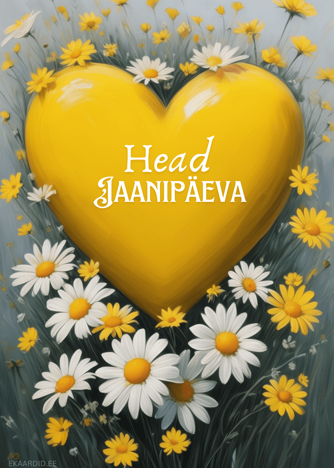 Jaanipäeva soovikaart kollase südamega