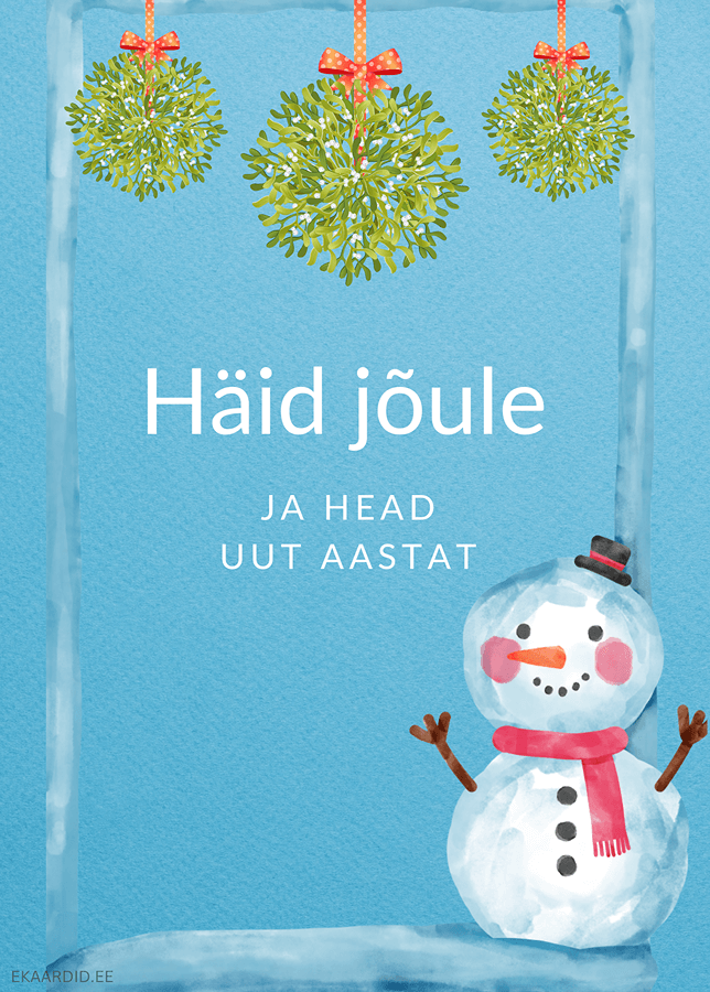 Jõulukaardid lumememme ja jõhvikaokstega