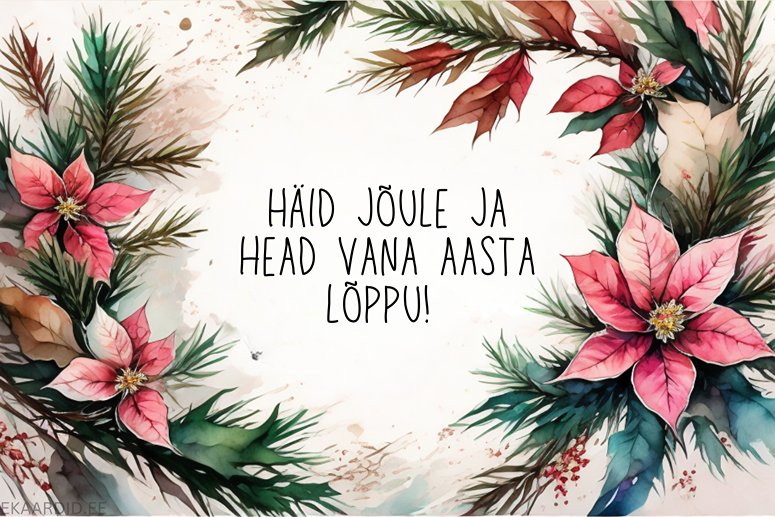 Jõulukaardid pojengide ja okastega