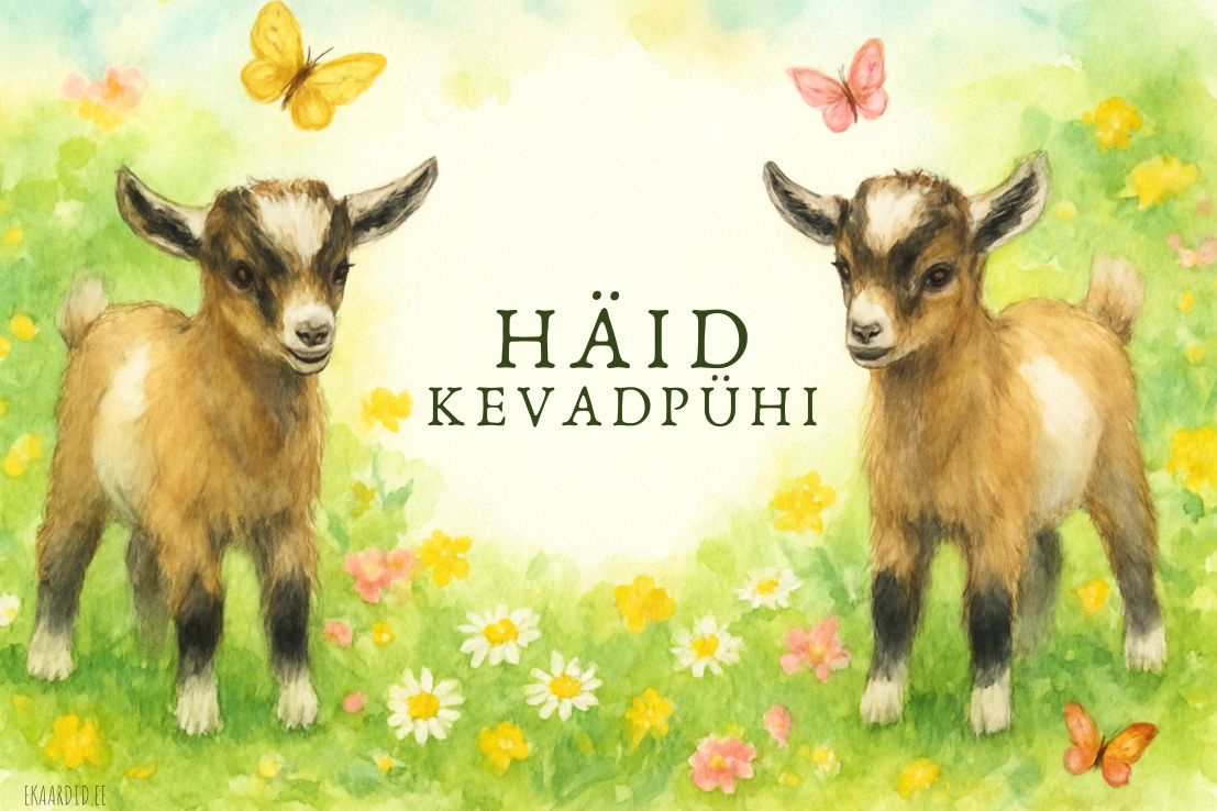 Häid kevadpühi akvarell-stiilis kitsekestega