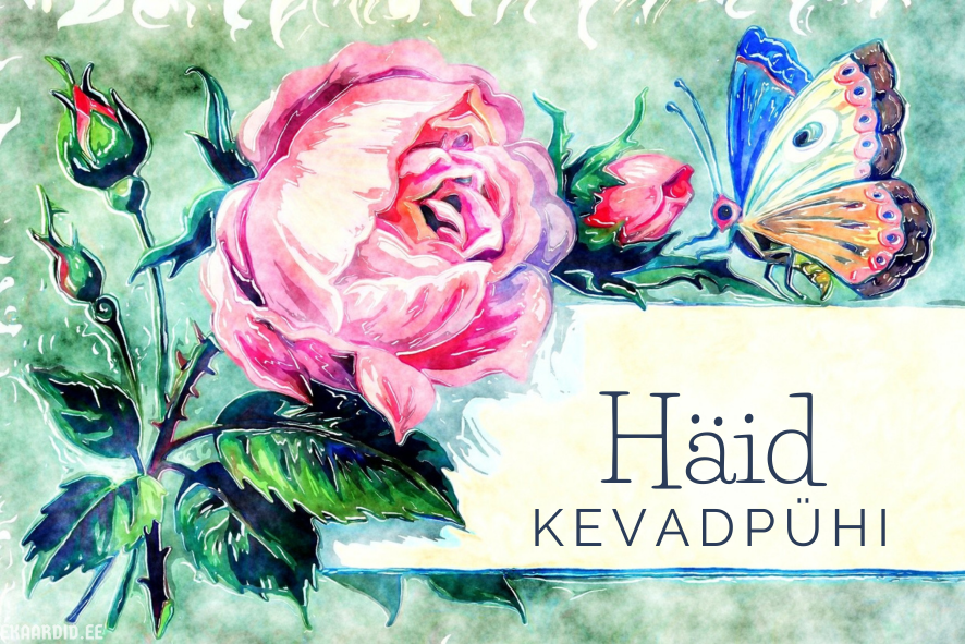 Kevadise roosiga kevadpüha kaart