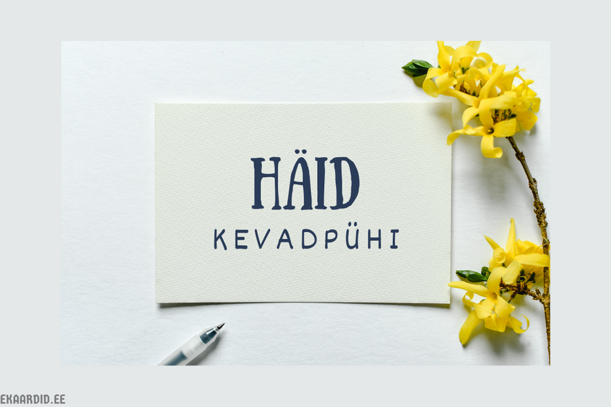 Kevadpüha kaart kollaste lilledega