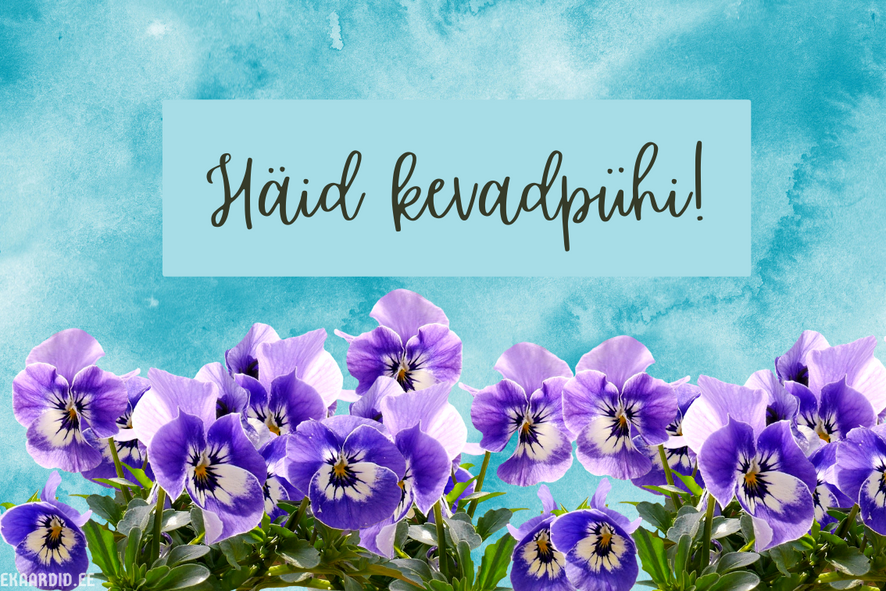 Kevadpühade kaart sireliliste iirisedega
