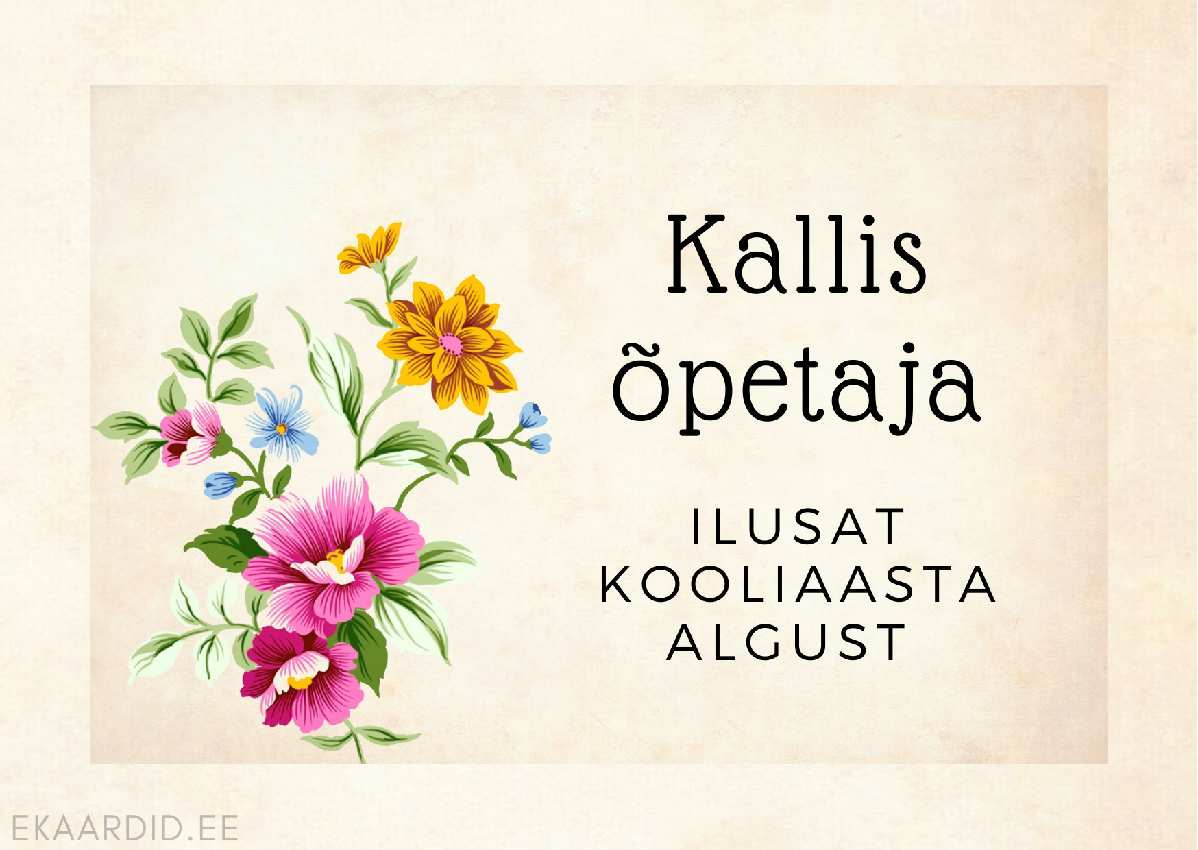 Õpetajale tänukaart lilledega