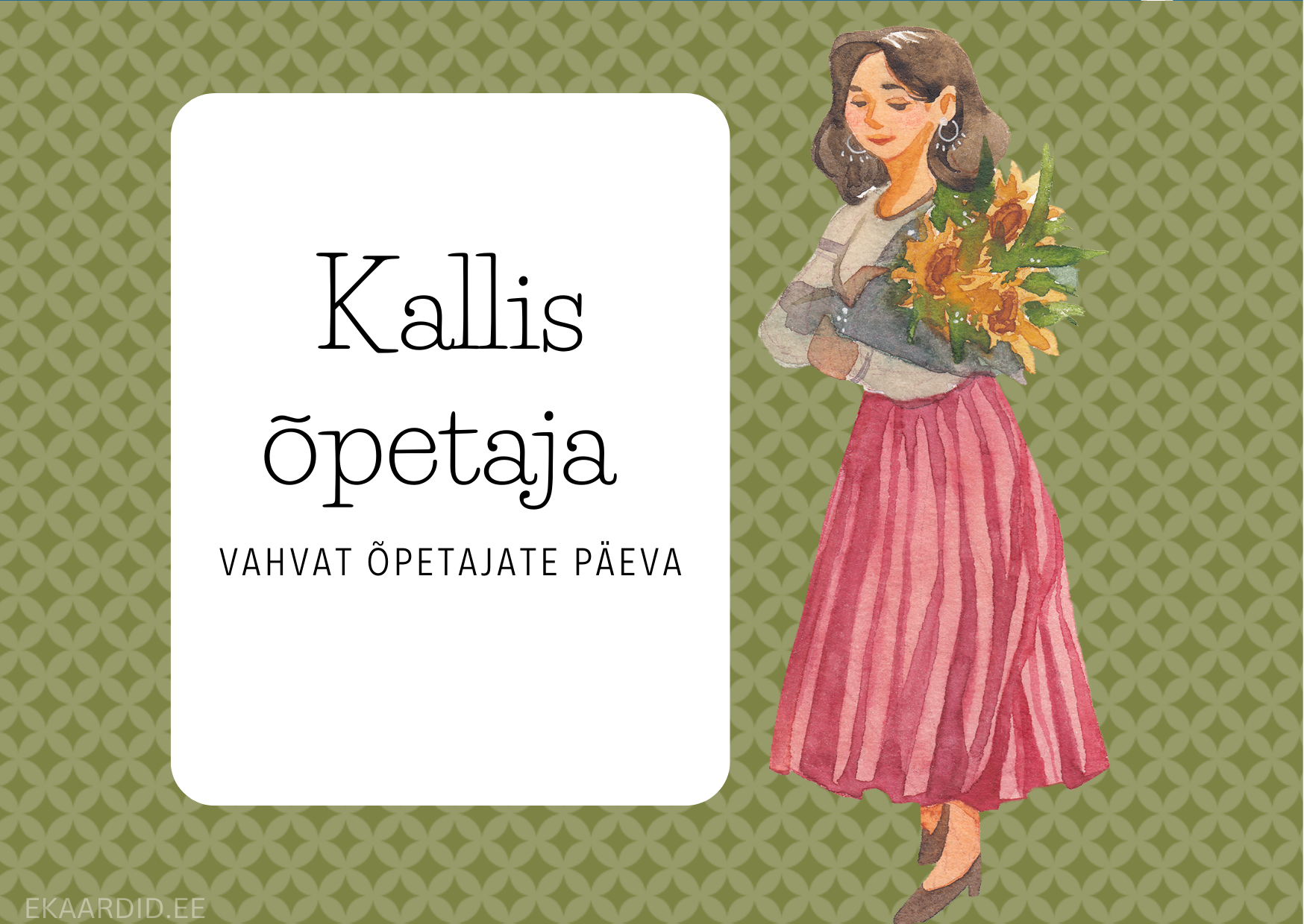 Õpetajapäeva kaart päikeseliste lilledega