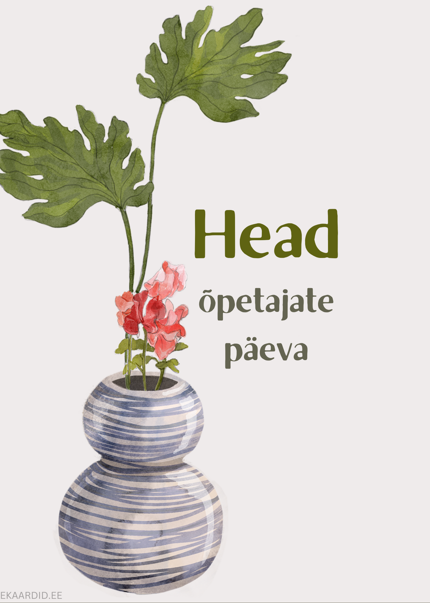 Õpetajate päeva kaart akvarell-stiilis