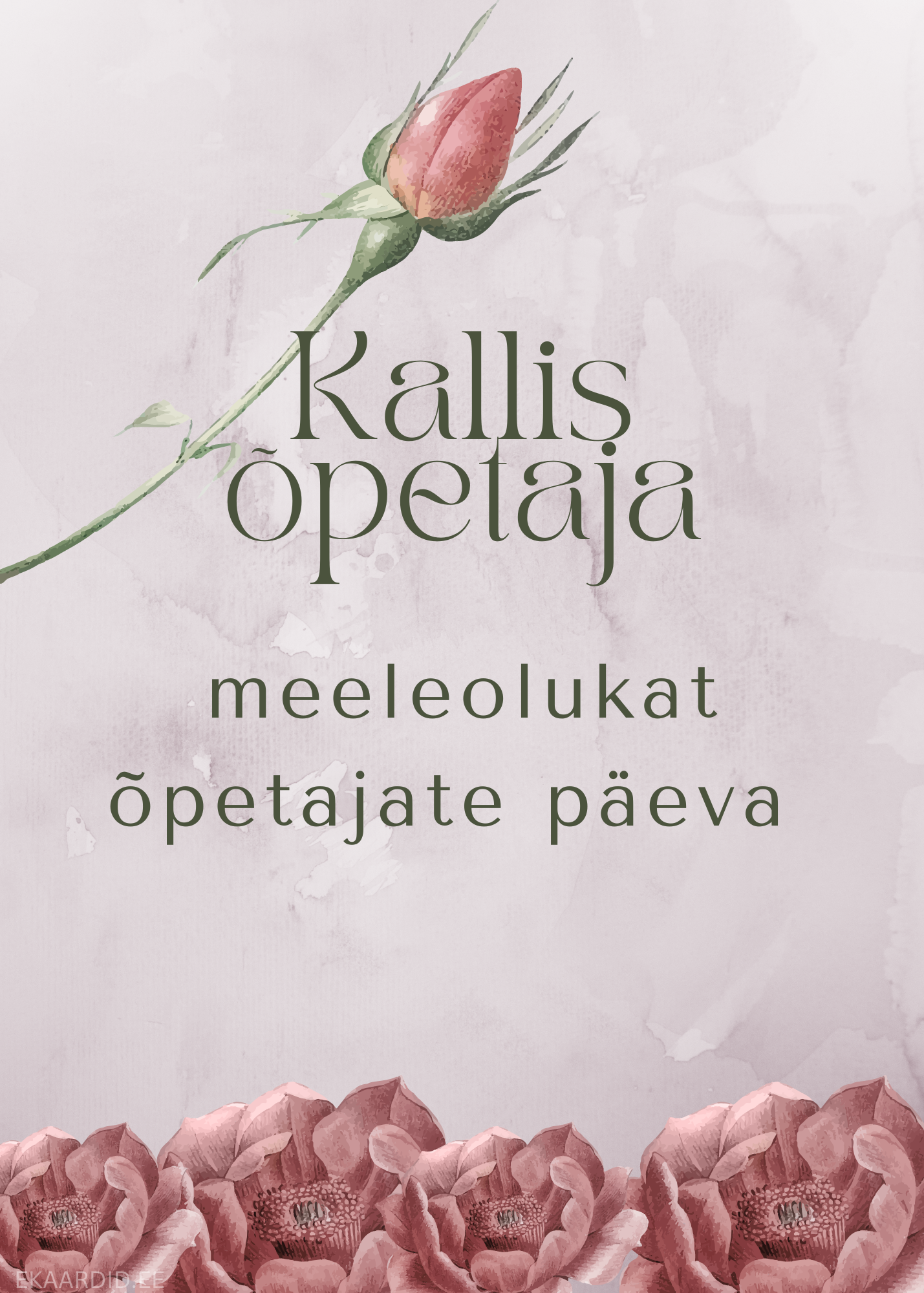Õpetajate päeva kaart roosidest