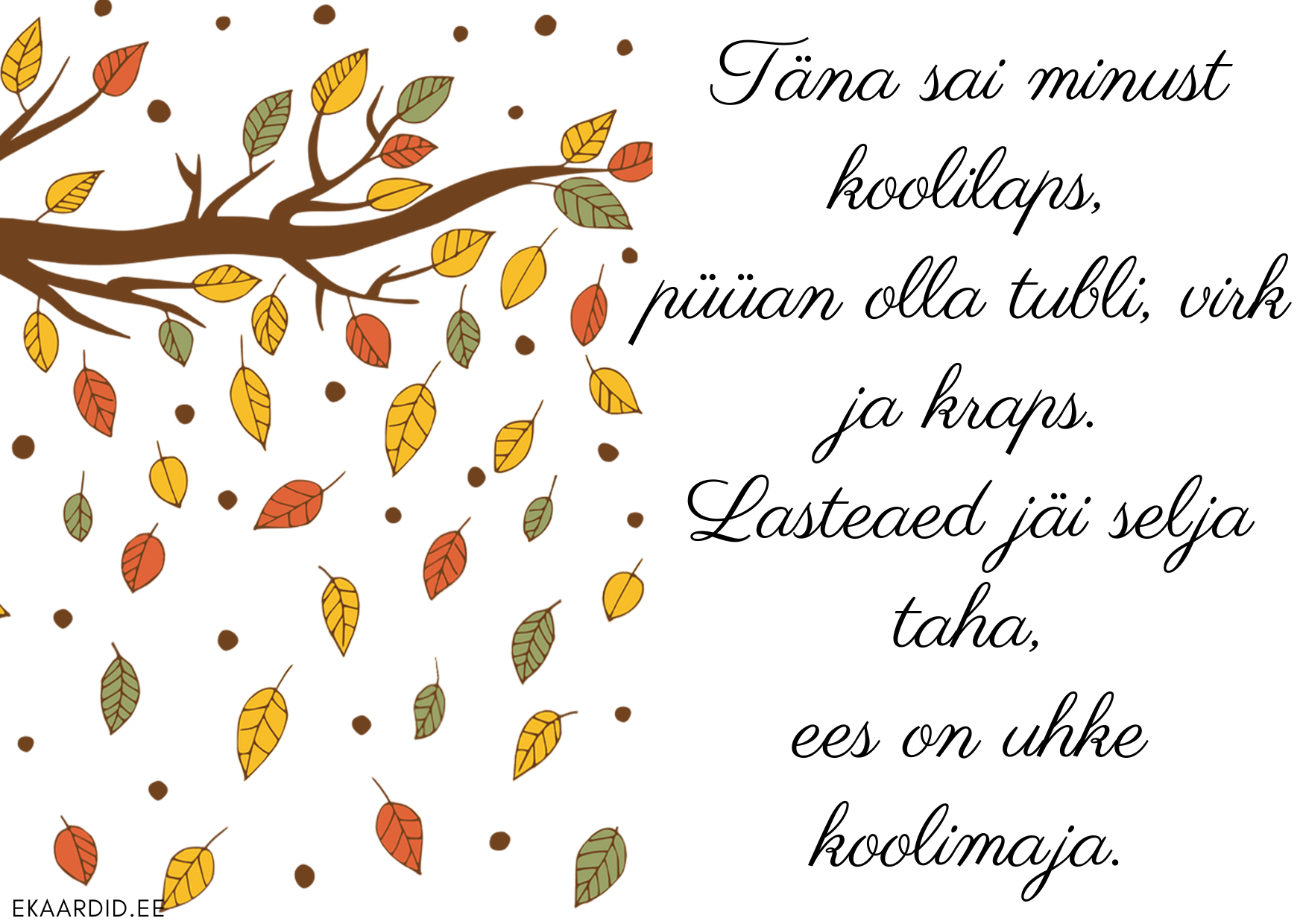 Sügisleheline koolitee alguse kaart