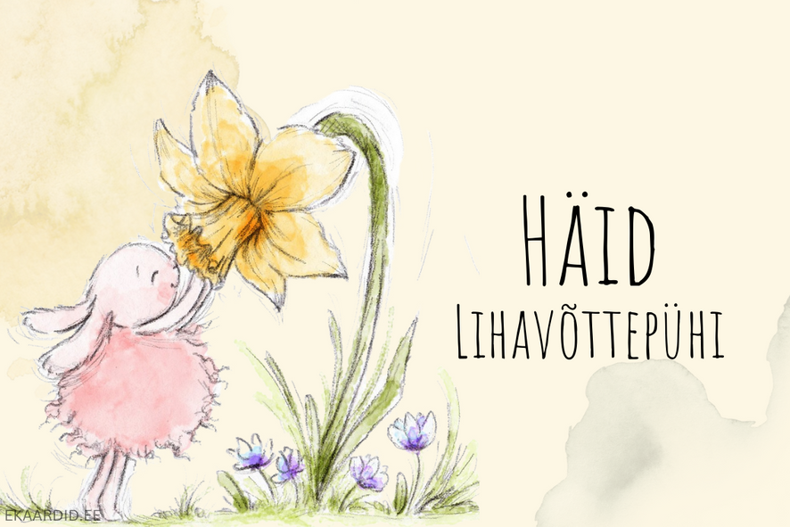 Lihavõttejänes nartsissiga
