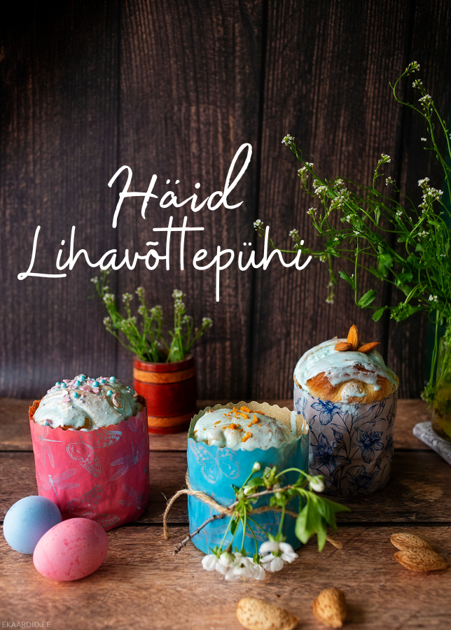 Lihavõttepühade kaart pastellsete toonidega