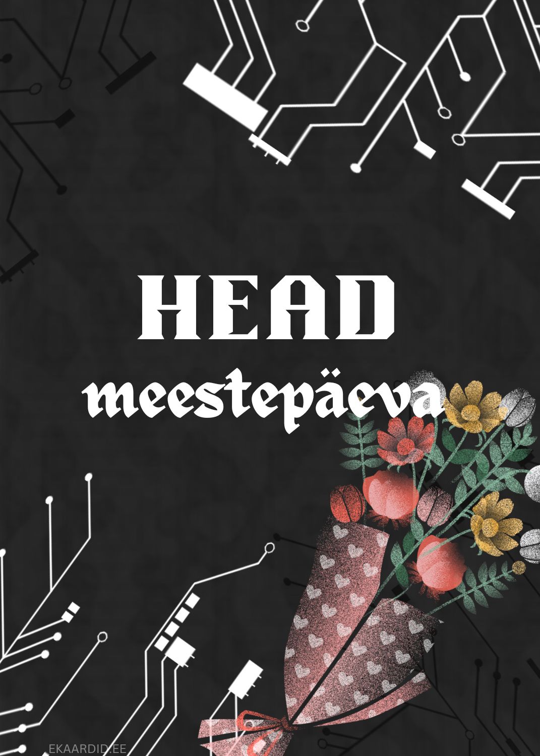Kaunis lilledega Meestepäeva kaart