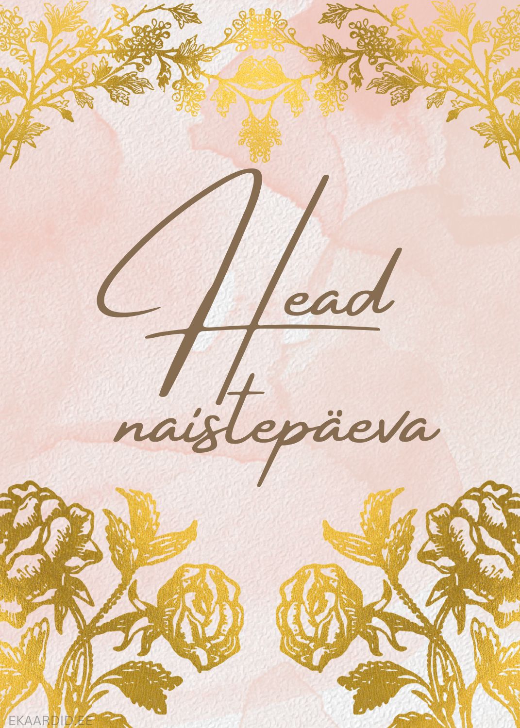 Elegantne naistepäeva kaart kuldsete roosidega