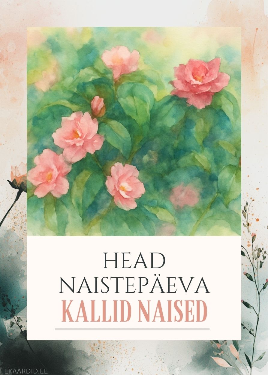 Naistepäevakaart roosade õitega