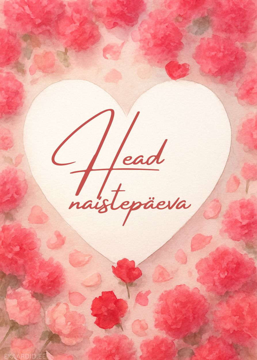 Naistepäevakaart roosade nelkidega
