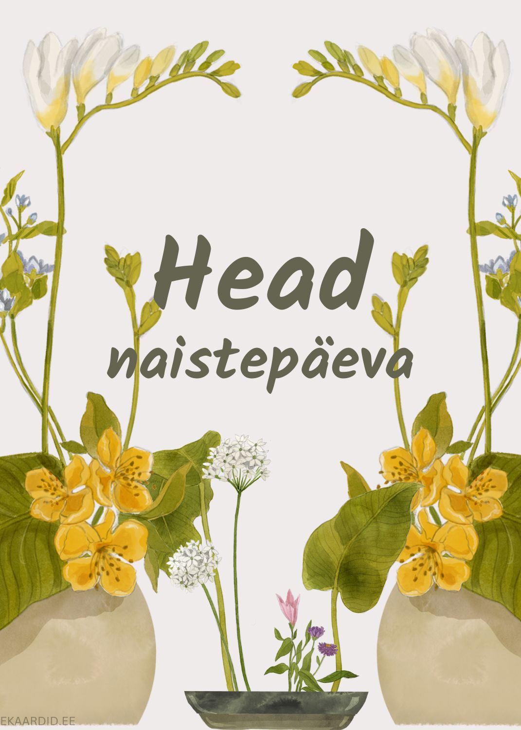 Õrnade lilledega naistepäevakaart