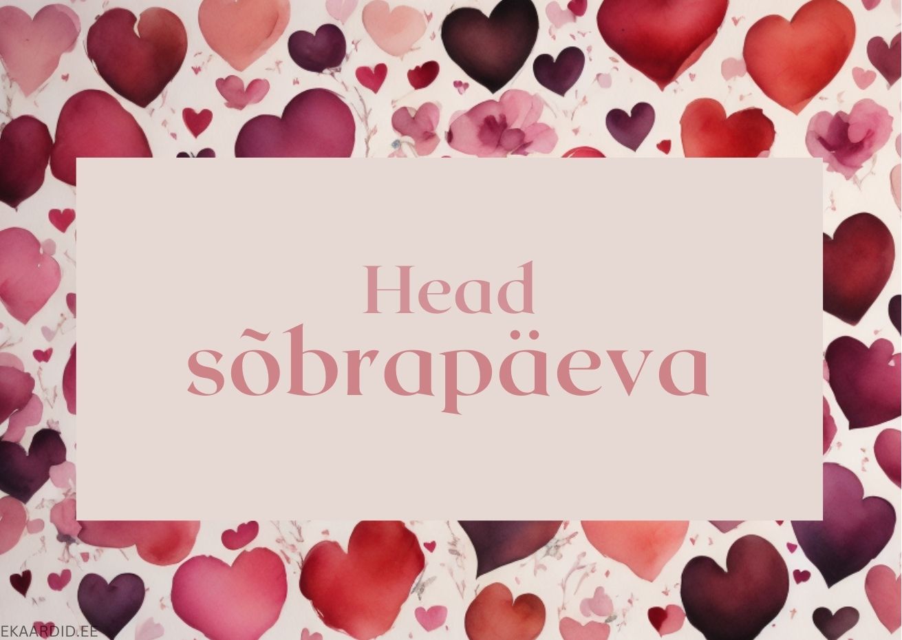 Akvarell-südametega sõbrapäevakaart