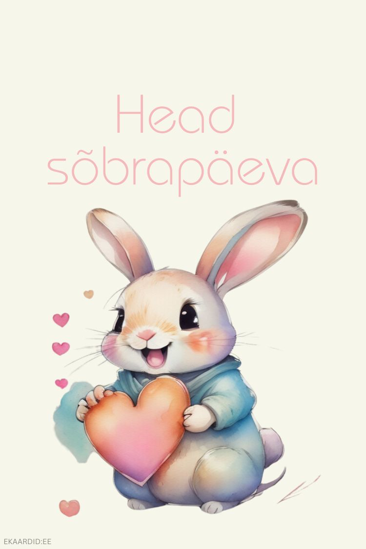 Sõbrapäevakaart armsa jänesega