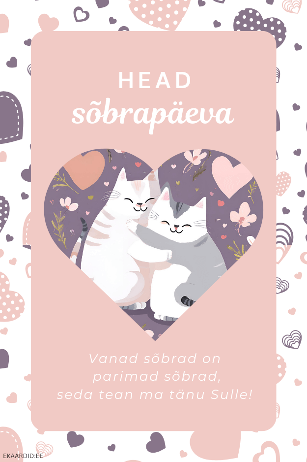 Sõbrapäevakaart kaisus kassidega