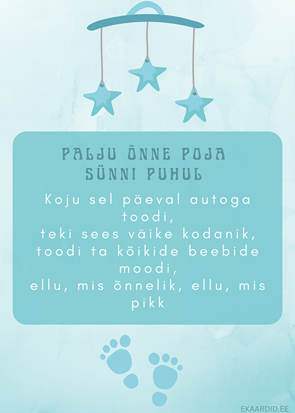 Poisi sünni puhul õnnitluskaart