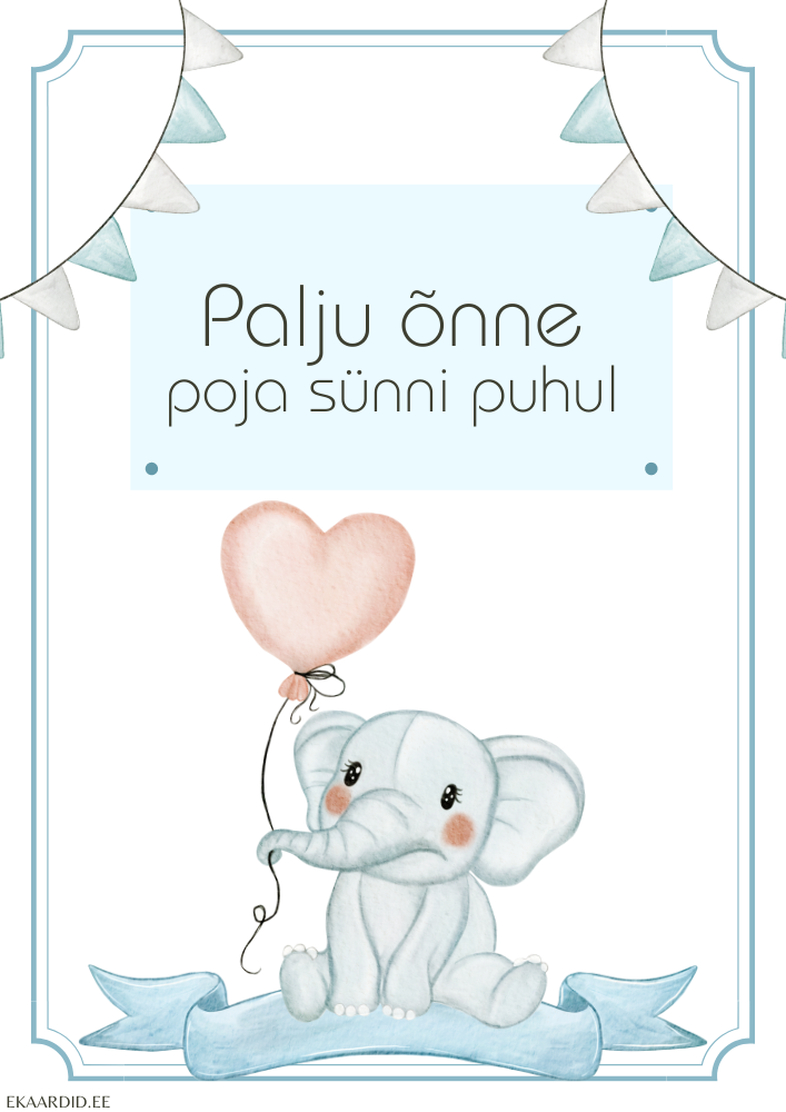 Poisi sünnipäevakaart elevandiloomaga