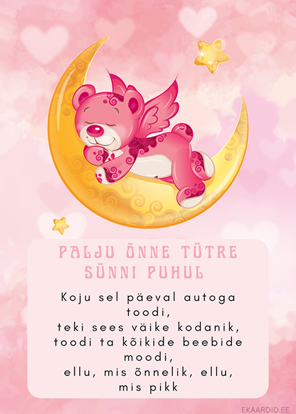 Sünnipäevakaart tütrele - armas karuke kuul