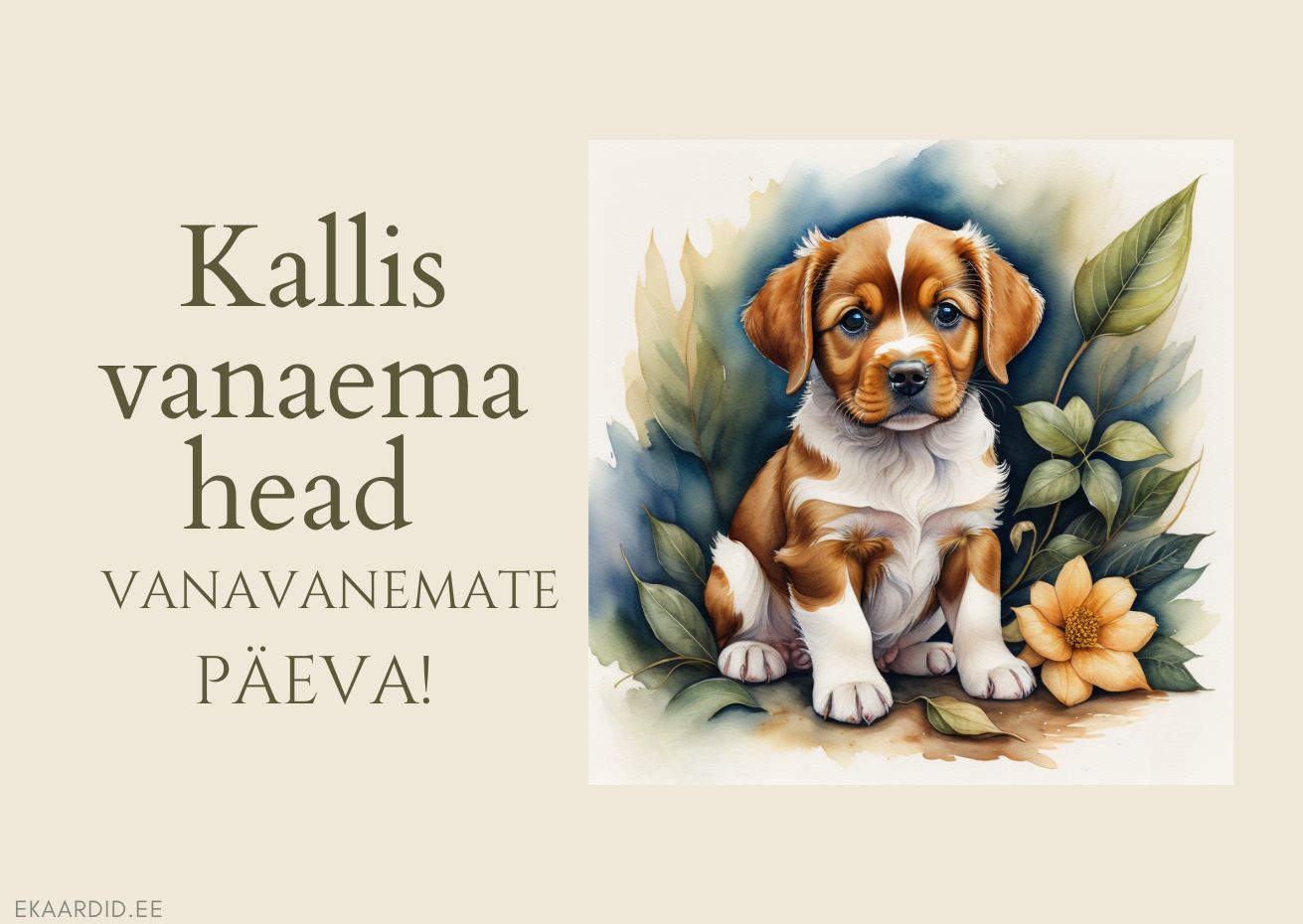 Arms kutsika pildiga vanavanemate päeva kaart