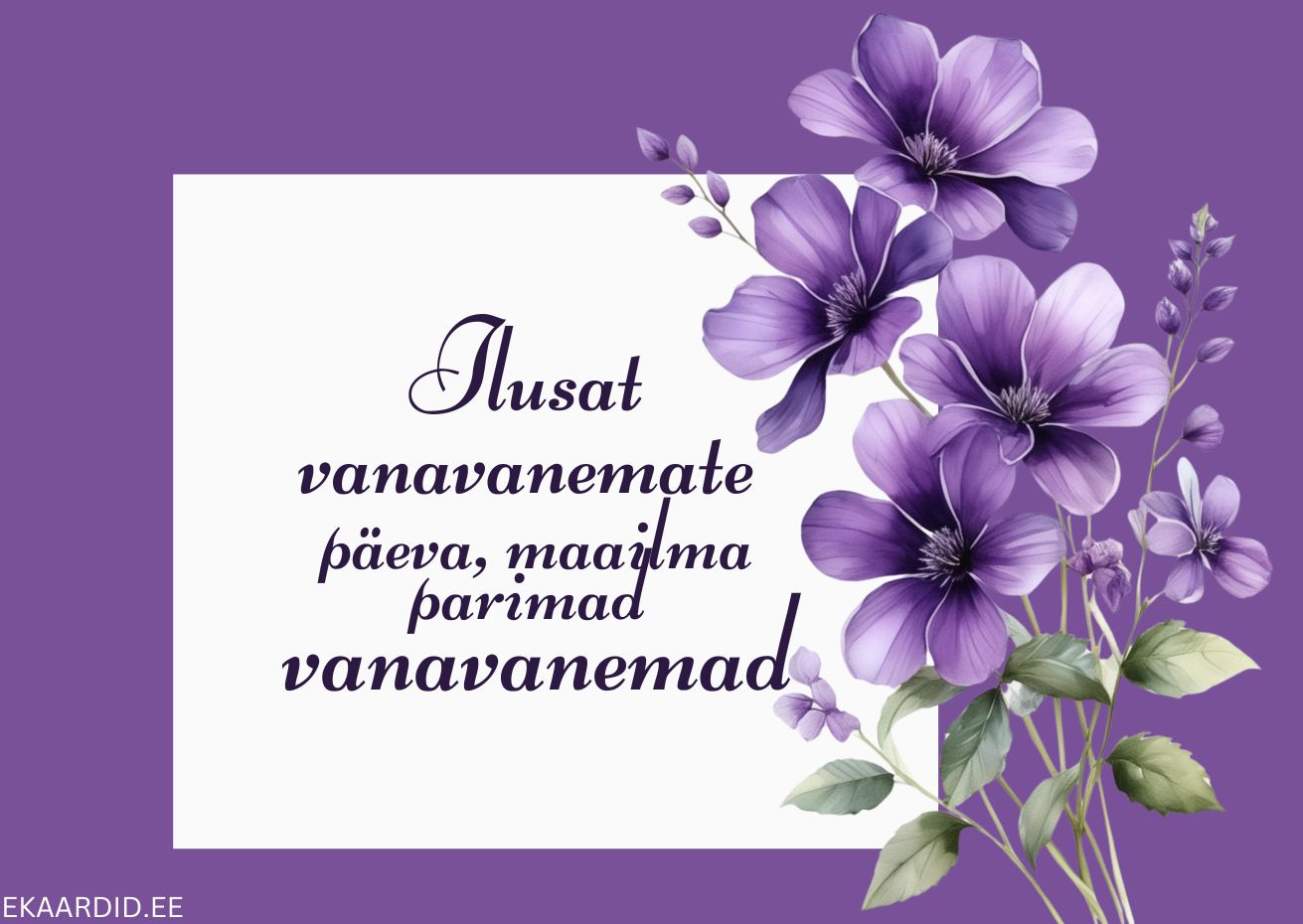 Lillade lilledega vanavanemate päeva kaart