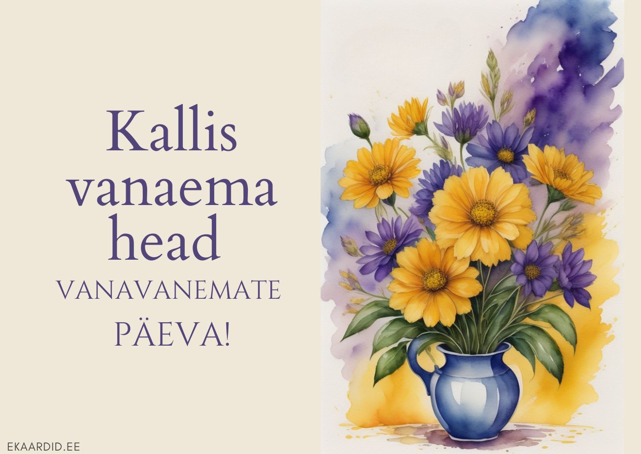 Õrnad lilled vanavanemate päeva kaardil